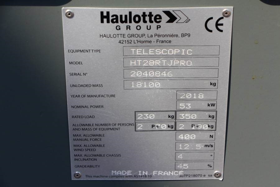 Телескопична платформа Haulotte HT28RTJ Pro Valid inspection, *Guarantee! 28 m Wor: снимка 7