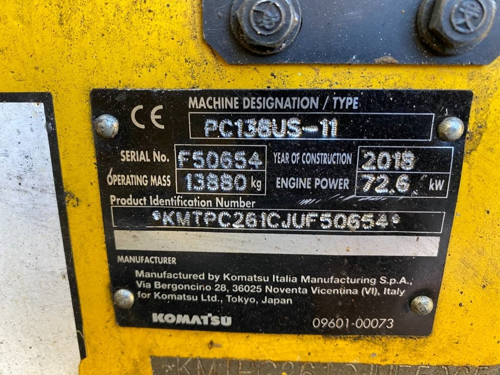 Верижен багер Komatsu PC 138 US-11 1er Main / Certificat CE Origine Fran: снимка 8