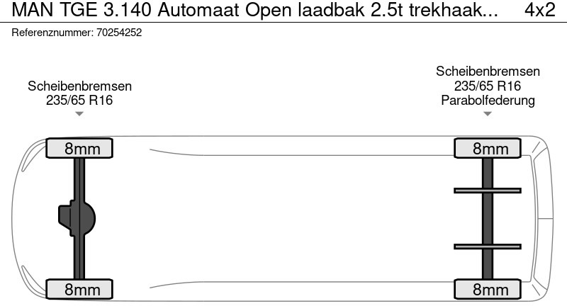 Нови Бордови бус MAN TGE 3.140 Automaat Open laadbak 2.5t trekhaak Dubbel Cabine Airco Cruise Pritsche Pickup Airco Dubbel cabine Trekhaak Cruise control: снимка 19