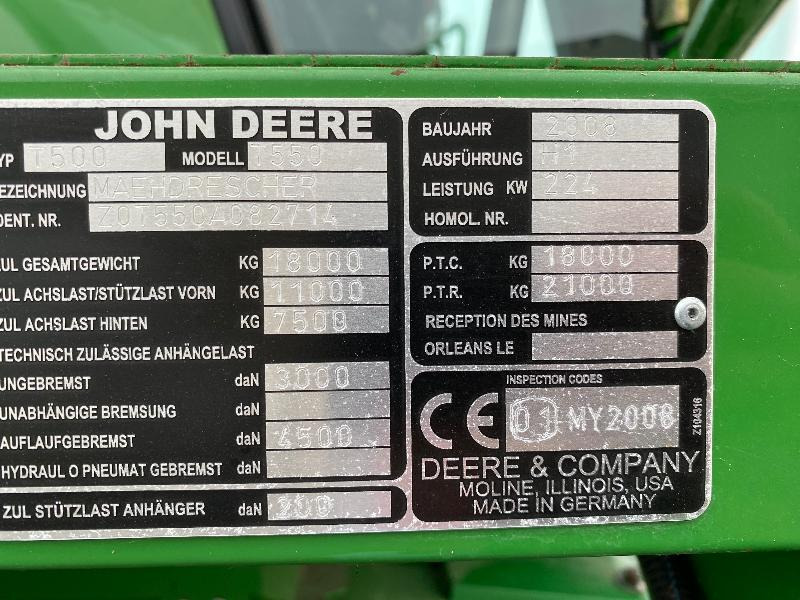 Зърнокомбайн JOHN DEERE T550: снимка 8