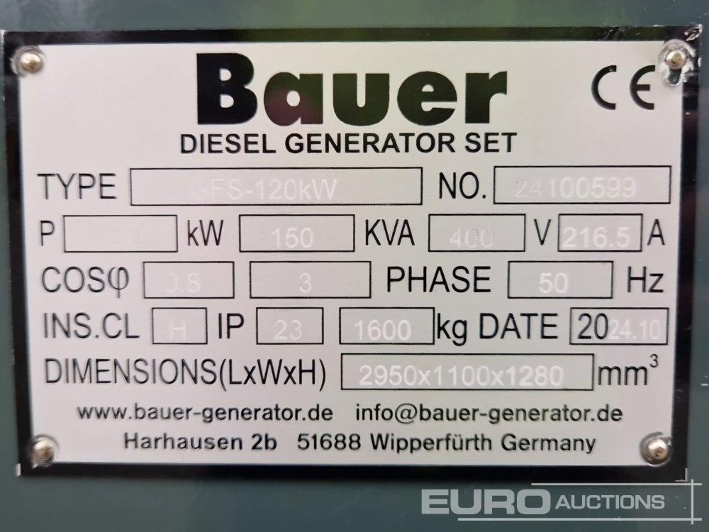 Електрогенератор Unused Bauer GFS-120KW: снимка 13