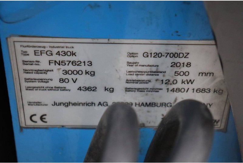 Електрокар Jungheinrich EFG 430k 700DZ: снимка 20